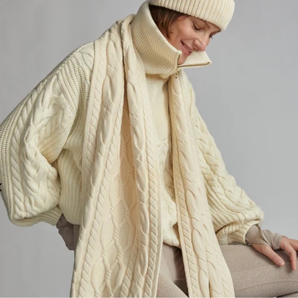 Cream Cable Knit Scarf - Picture 1 of 6